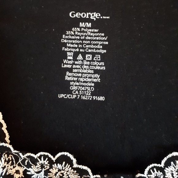 George Short Sleeve Mid-Length Nightie/Dress - Medium - Black Polka Dot - Picture 4 of 4